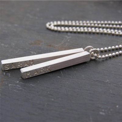 Silver personalized Satin Mens Necklace - Name My Jewelry ™