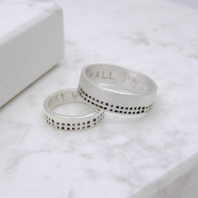 Silver personalized Cubes His And Hers Rings - Name My Jewelry ™