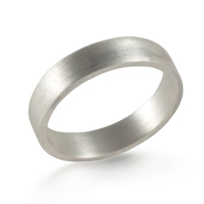 Silver Wedding Band Ring Hand Forged Flat Fit - Name My Jewelry ™