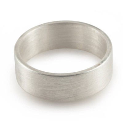 Silver Wedding Band Ring Hand Forged Flat Fit - Name My Jewelry ™