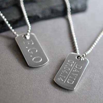 Sterling Silver Solid Dog Tag Necklace - Name My Jewelry ™