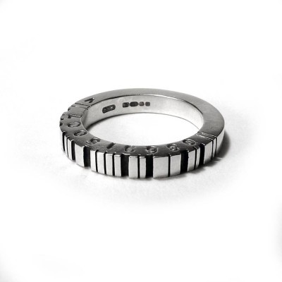 Thick Square Silver Barcode Ring - Name My Jewelry ™