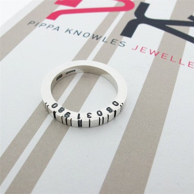 Thin Square Silver Barcode Ring - Name My Jewelry ™