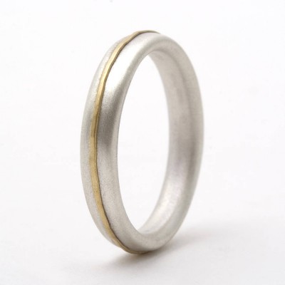 Thin Sterling Silver Ring With 18ct Yellow Gold Detail - Name My Jewelry ™