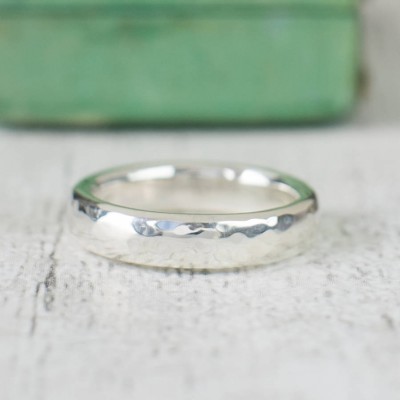 Unisex Hammered Sterling Silver Ring - Name My Jewelry ™
