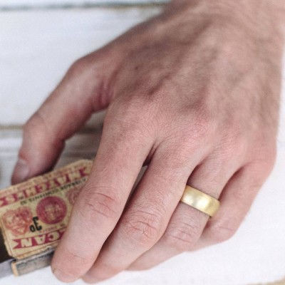 Wide Gents Soft Pebble Wedding Ring 18ct Gold - Name My Jewelry ™