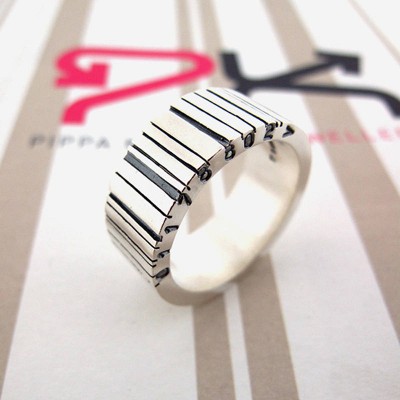 Wide Silver Barcode Ring - Name My Jewelry ™