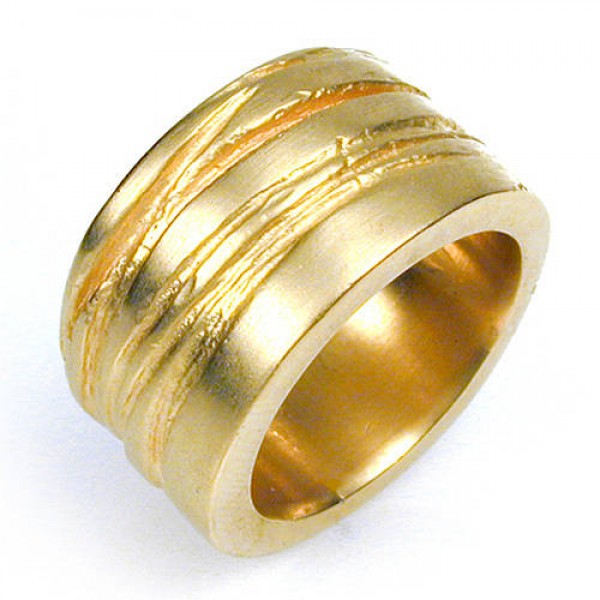 Wide Silver Texture Bound Ring In 18ct Gold Plated - Name My Jewelry ™