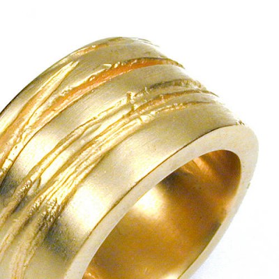 Wide Silver Texture Bound Ring In 18ct Gold Plated - Name My Jewelry ™