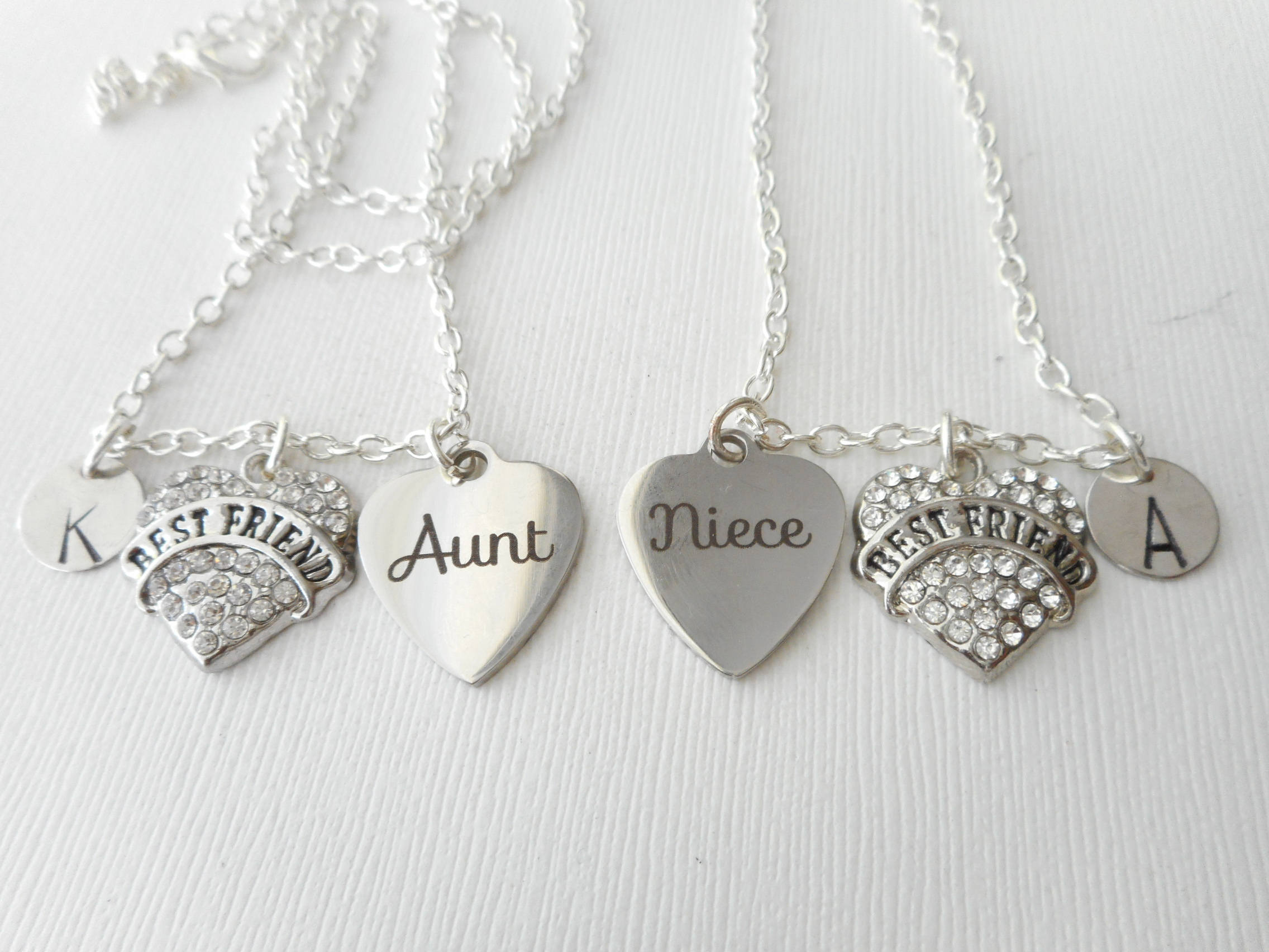 2 Aunt Niece Initial Necklace Matching Set Niece and Aunt Set Aunt and Niece Friendship Necklace Unique Gifts for Niece Long Distance