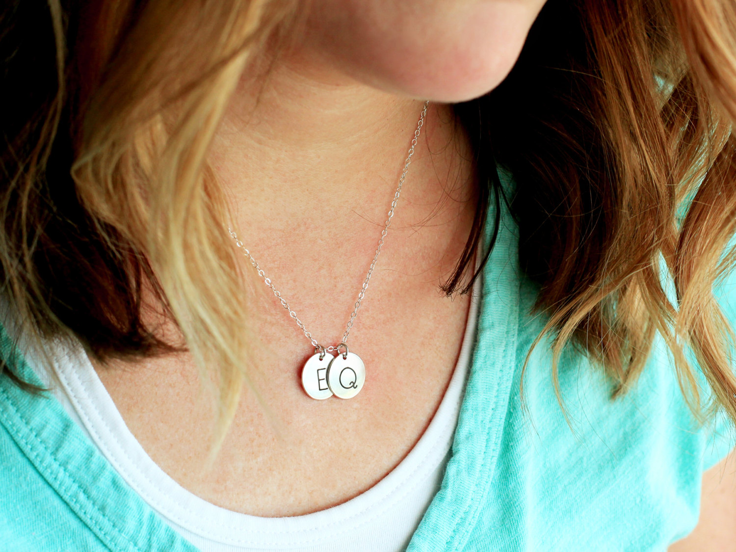 1/2&quot; Build Your Own Disc Necklace - Keepsake Personalized Initial Necklace Engraved Custom Personalized Mother Gift Wedding Initials