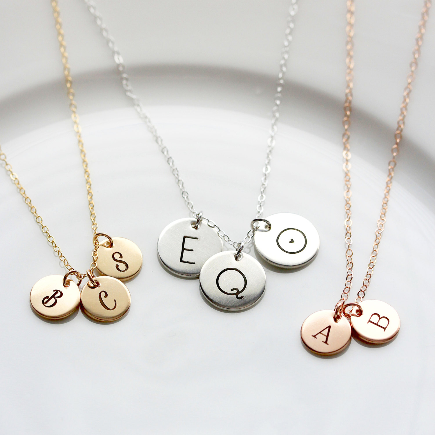 1/2&quot; Build Your Own Disc Necklace - Keepsake Personalized Initial Necklace Engraved Custom Personalized Mother Gift Wedding Initials