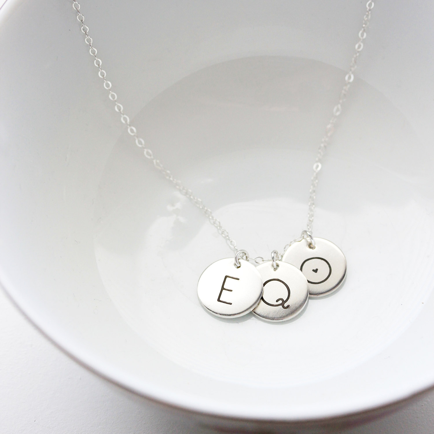 1/2&quot; Build Your Own Disc Necklace - Keepsake Personalized Initial Necklace Engraved Custom Personalized Mother Gift Wedding Initials