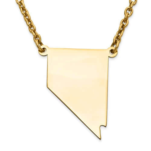 14K Yellow or White Gold Sterling Silver or Gold Plated Silver Nevada NV State Map Name Necklace Personalized Engraved Monogram CMZ415