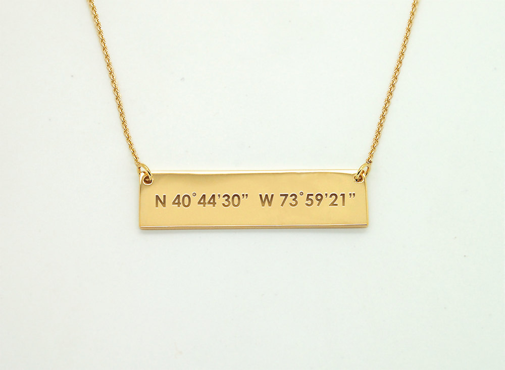 18K Bar Necklace, Solid 18K Gold Necklace, Gold Nameplate Necklace, Personalized Gold Bar Necklace, 18 k Solid Gold Bar Custom Name Plate
