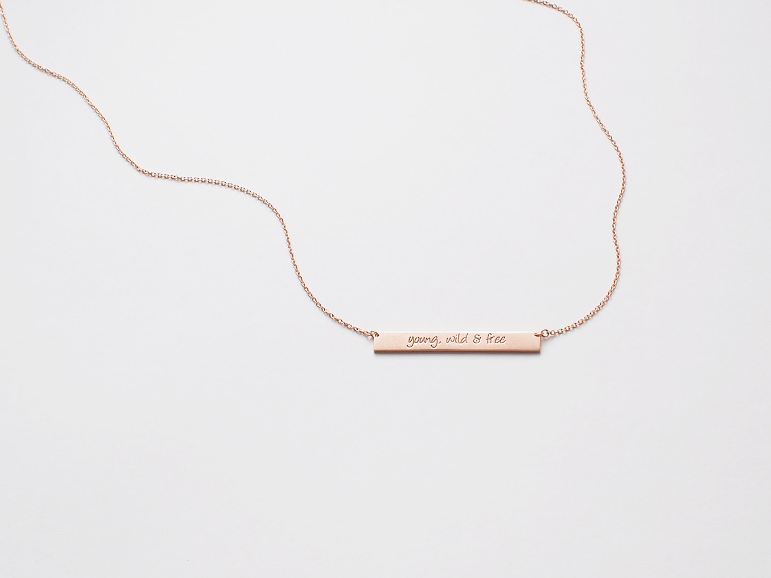 Name Plate Necklace, Personalized Engraved Name Bar Necklace, Custom Name, Friendship Necklace - Large Modern Bar Necklace #D5.40