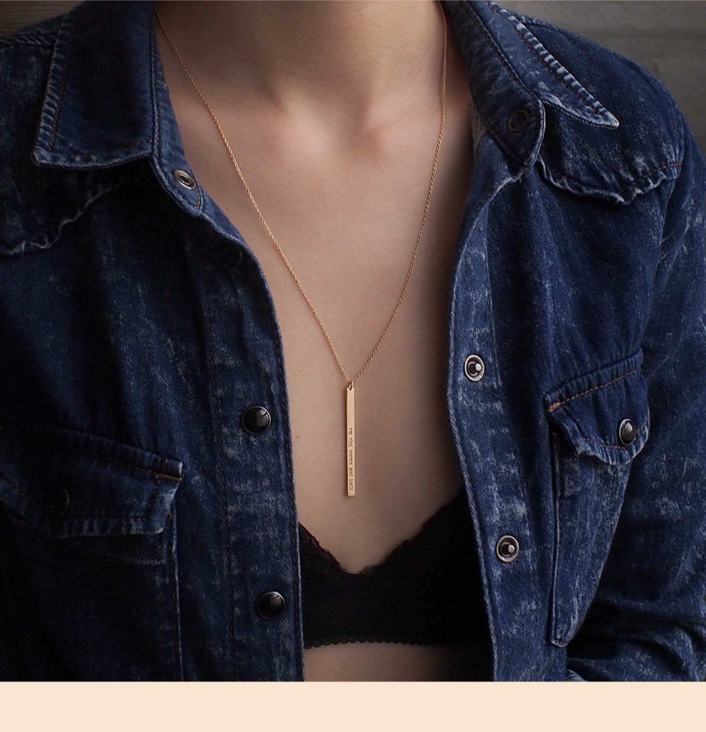 Bar Necklace, Personalized Engraved Name Plate Necklace, Large Skinny Bar Necklace #D3.45D
