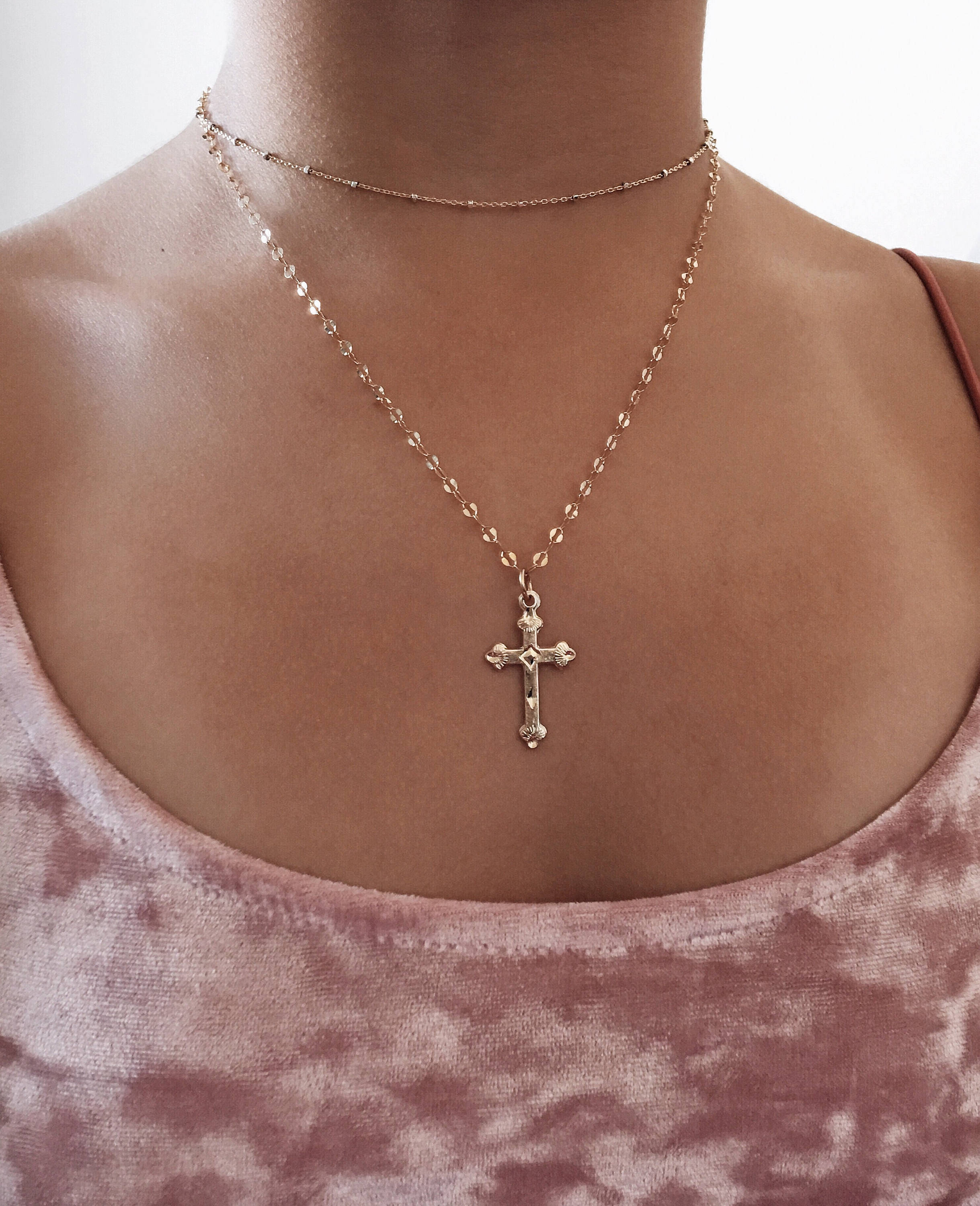 Cross necklace, Dainty gold necklace, simple necklace, 14k GF necklace, Religious necklace,  Gold jewelry