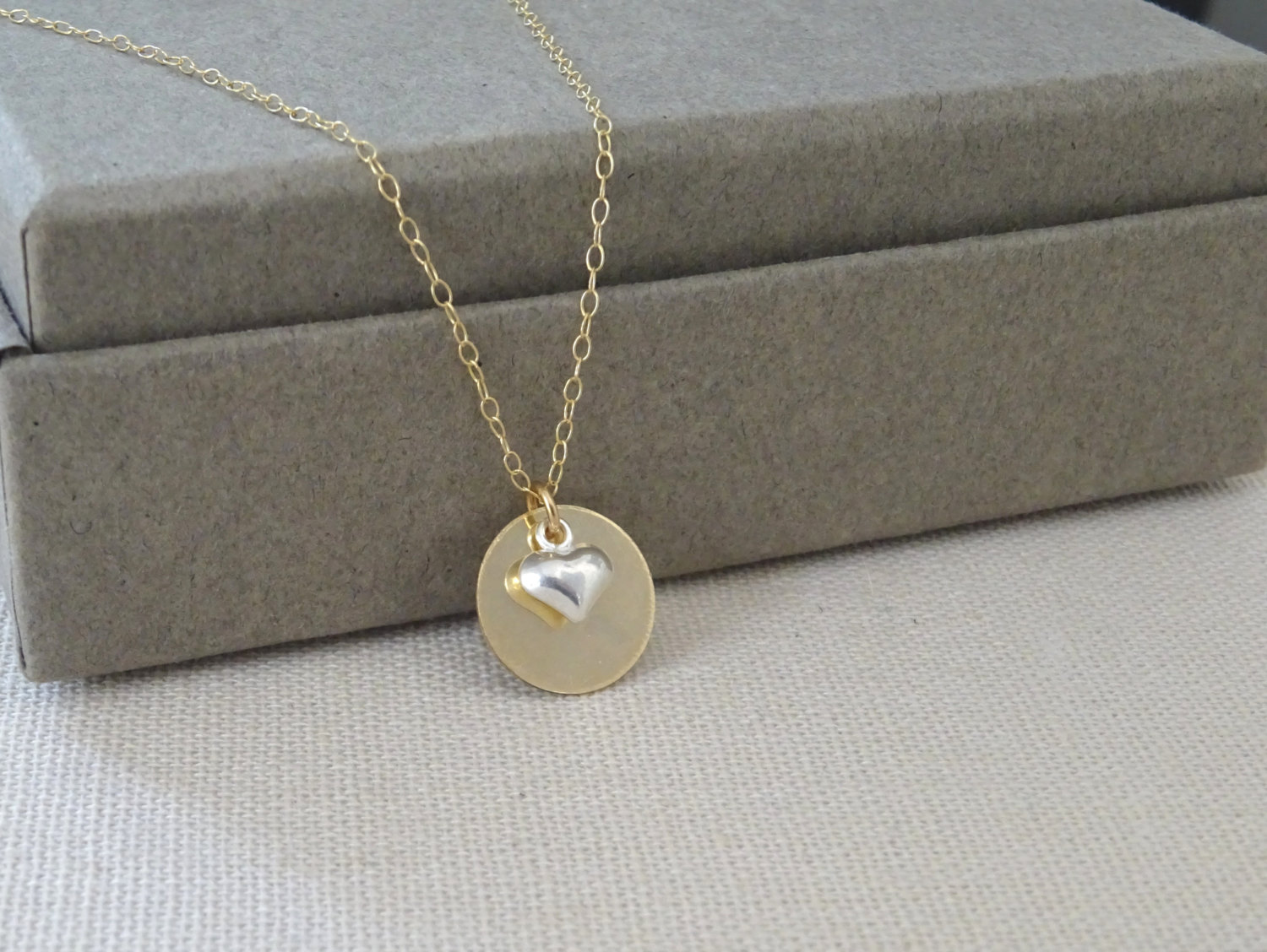 Cross necklace, Sterling silver cross and Gold fill disc necklace, Boy Christening jewelry, Girl Baptism Necklace, Dainty cross necklace