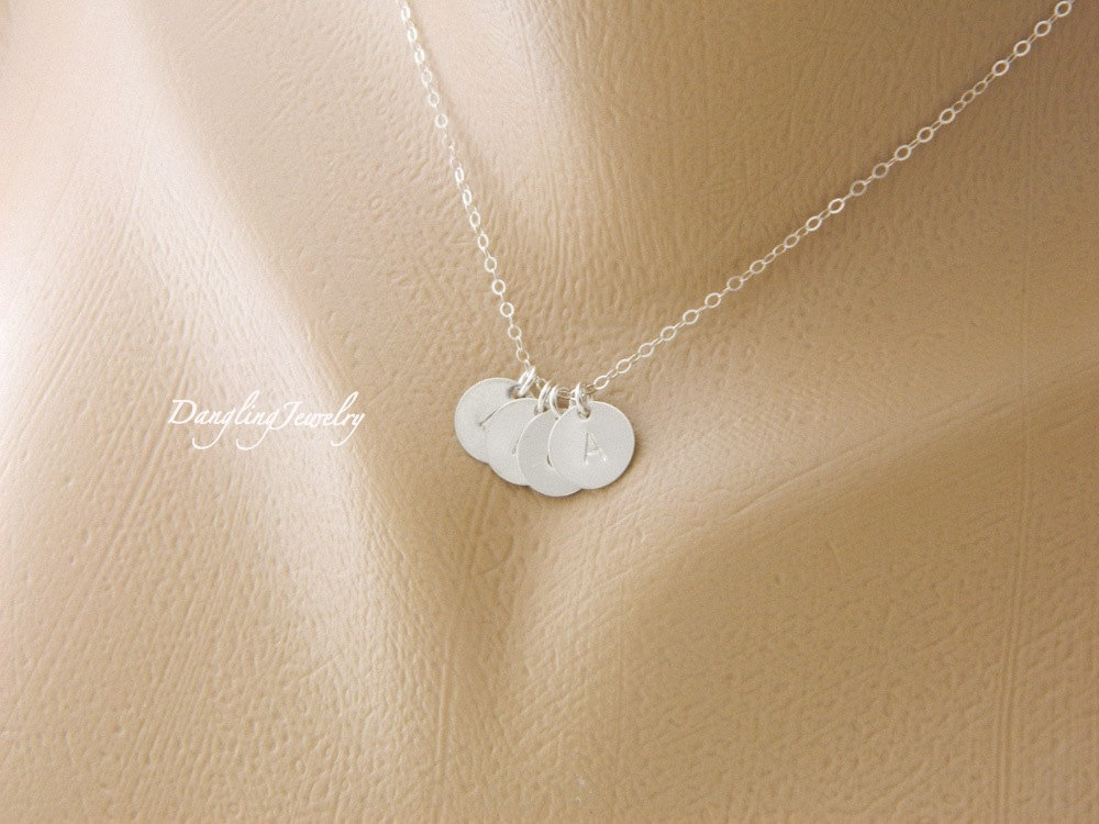 Custom FIVE Monogram Necklace, Initials Charm Necklace, SILVER, Initial Jewelry, Grandma Gift, Grandmother Necklace, Mother's Necklace