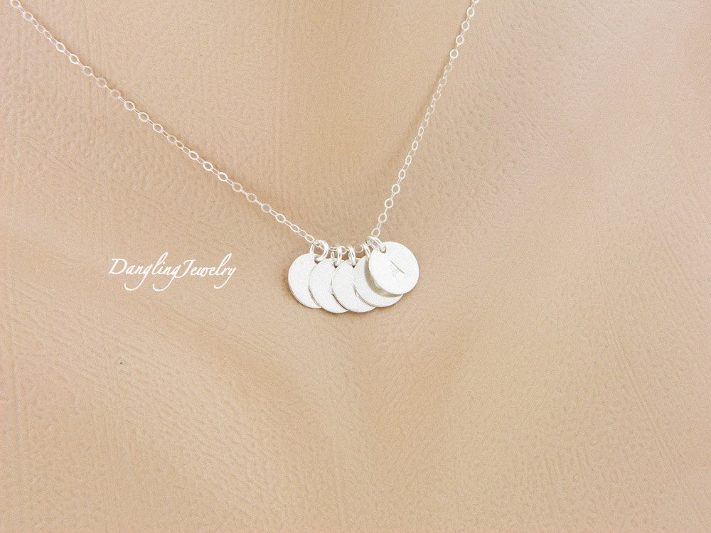 Custom FIVE Monogram Necklace, Initials Charm Necklace, SILVER, Initial Jewelry, Grandma Gift, Grandmother Necklace, Mother's Necklace