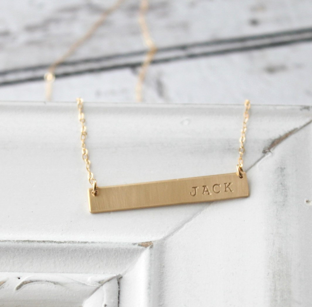 Custom Name Necklace, Personalized Bar Necklace, Gold Bar Necklace, Initial Necklace, Gold Necklace, Personalized Necklace, Name Necklace