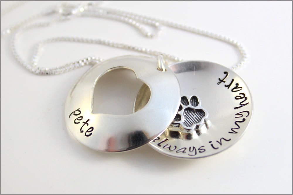 Custom Pet Name Necklace | Always in My Heart Pet Locket, Sterling Silver Dog Necklace, Pet Remembrance Necklace, Gifts for Pet Lover
