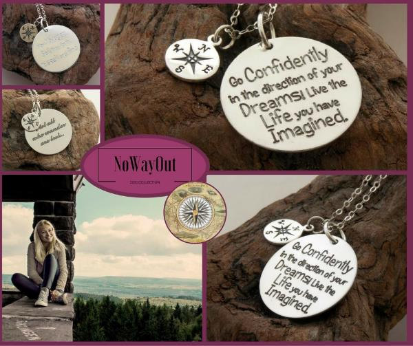 Gift for Graduate, custom engraved handmade sterling silver necklace/keyring &quot;Go confidently in the direction of your dreams&quot; Compass Charm