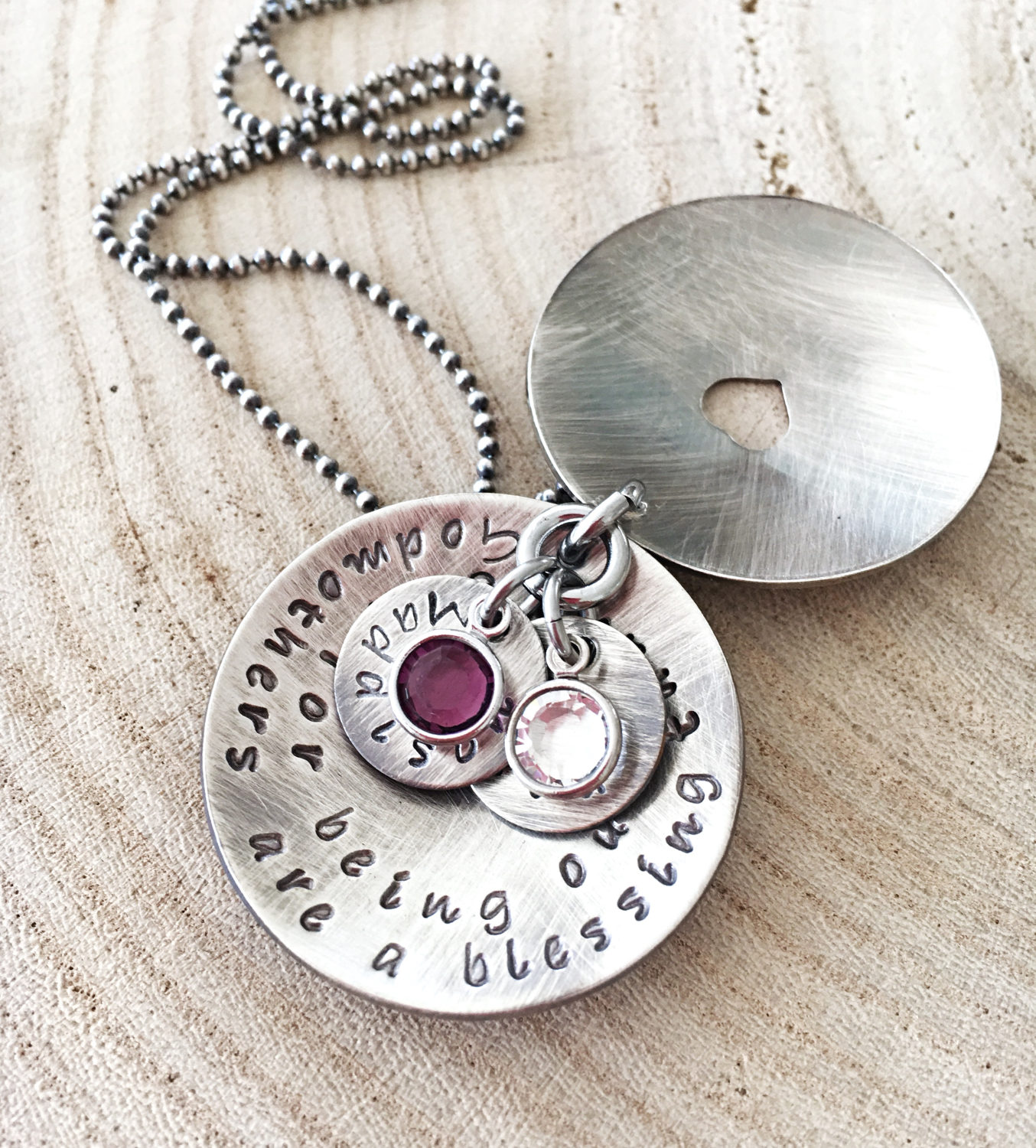Godmother Gift, Hand Stamped Locket Necklace, Personalized Locket, Domed Locket, Quote Jewelry, Personalized Quote Necklace