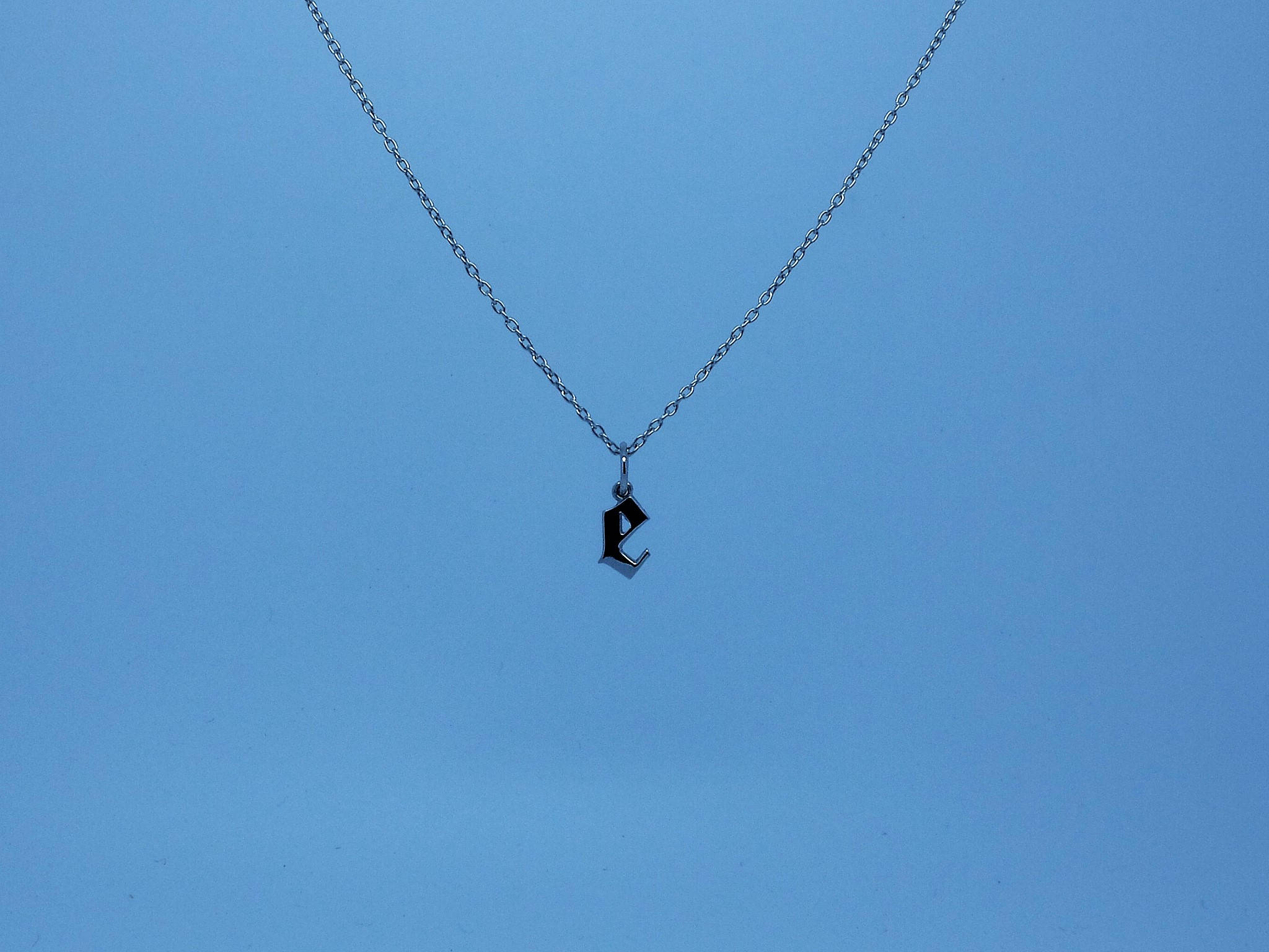 Gothic E Initial Necklace