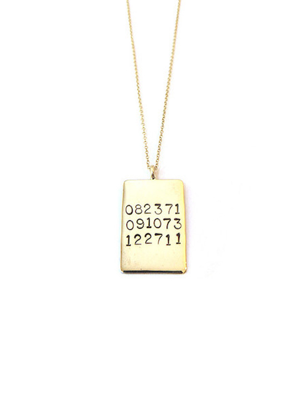 Hand Stamped 25mm Rectangle Dates Necklace, Wedding Gift, Anniversary Gift, Hand Stamped Necklace, Customized Necklace