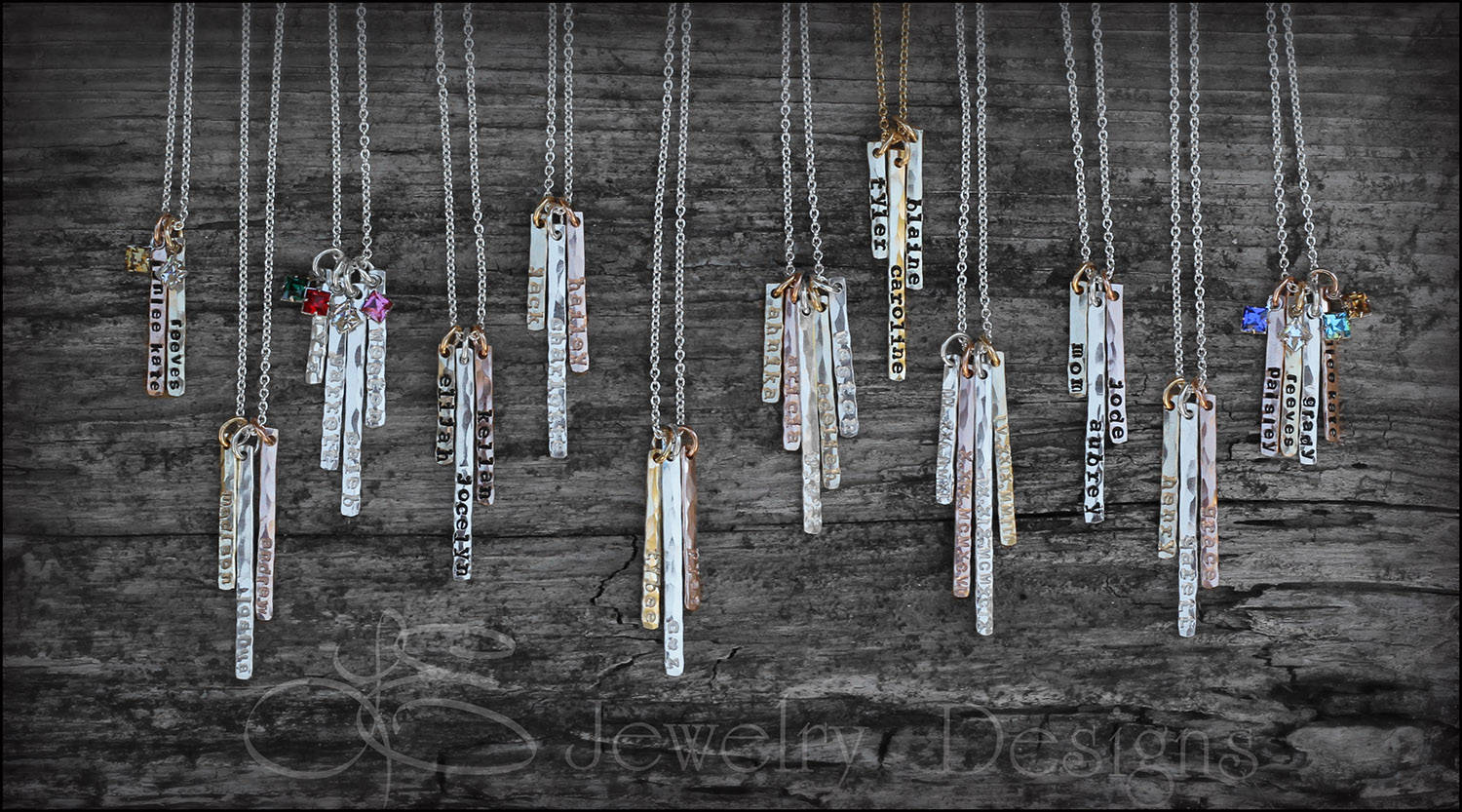Hand Stamped Bar Necklace - gold silver rose gold vertical bar, skinny bar necklace, mother's necklace, mixed metal