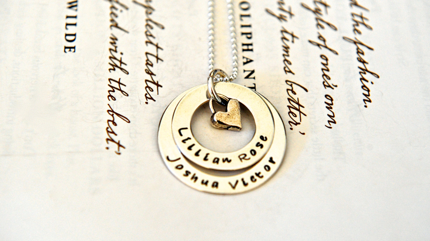 Hand Stamped Necklace, Personalized Jewellery, Personalized For Mom, Layered Washers, Childrens Names, Sterling Silver, Hand Stamped Washers