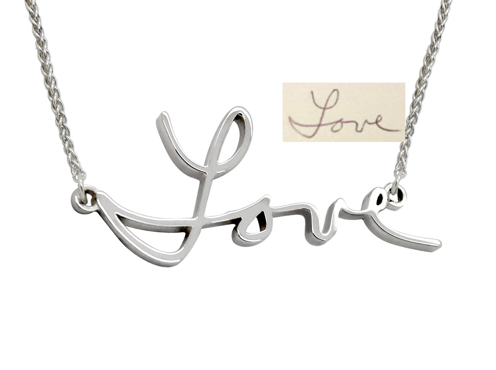 Handwriting Necklace, Cursive Necklace in Your Own Handwriting, Custom Name Necklace, Word Necklace, Love Necklace, Sterling Silver gift