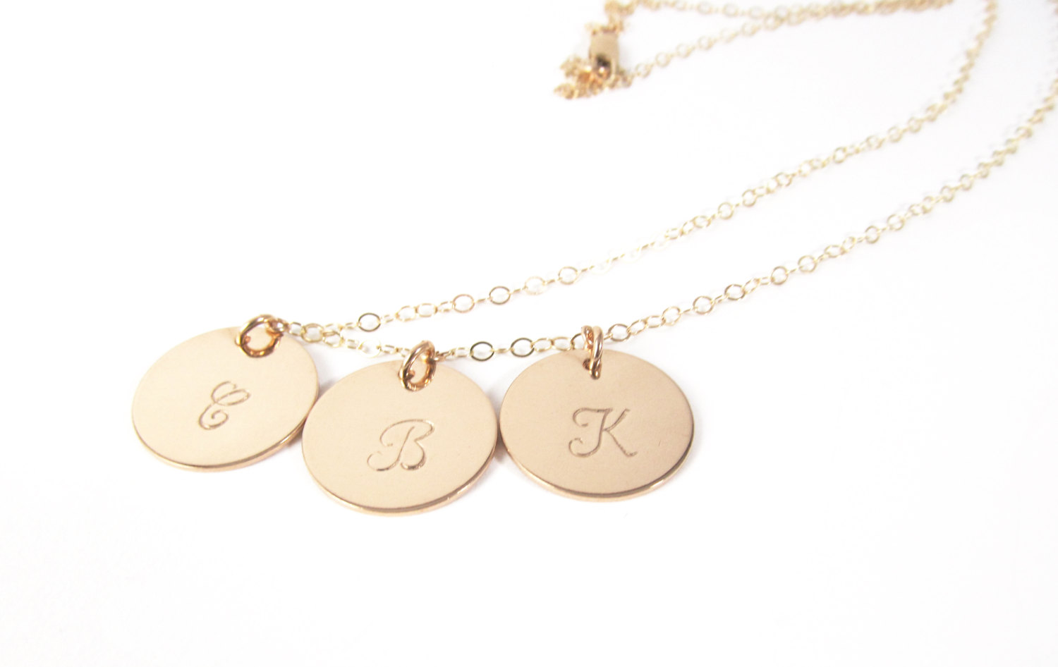 Large Disc Necklace Gold Disc Necklace Sterling Silver Initial Pendant 19mm 3/4&quot; Personalized Circle, Monogram Kids Name