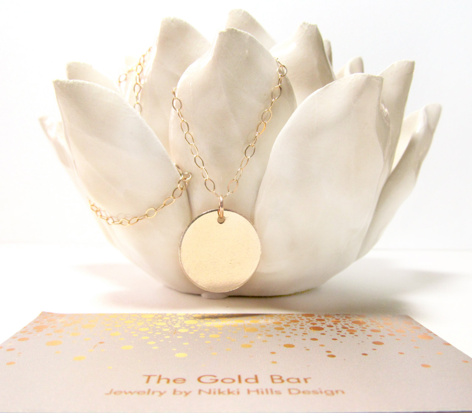 Large Disc Necklace Gold Disc Necklace Sterling Silver Initial Pendant 19mm 3/4&quot; Personalized Circle, Monogram Kids Name