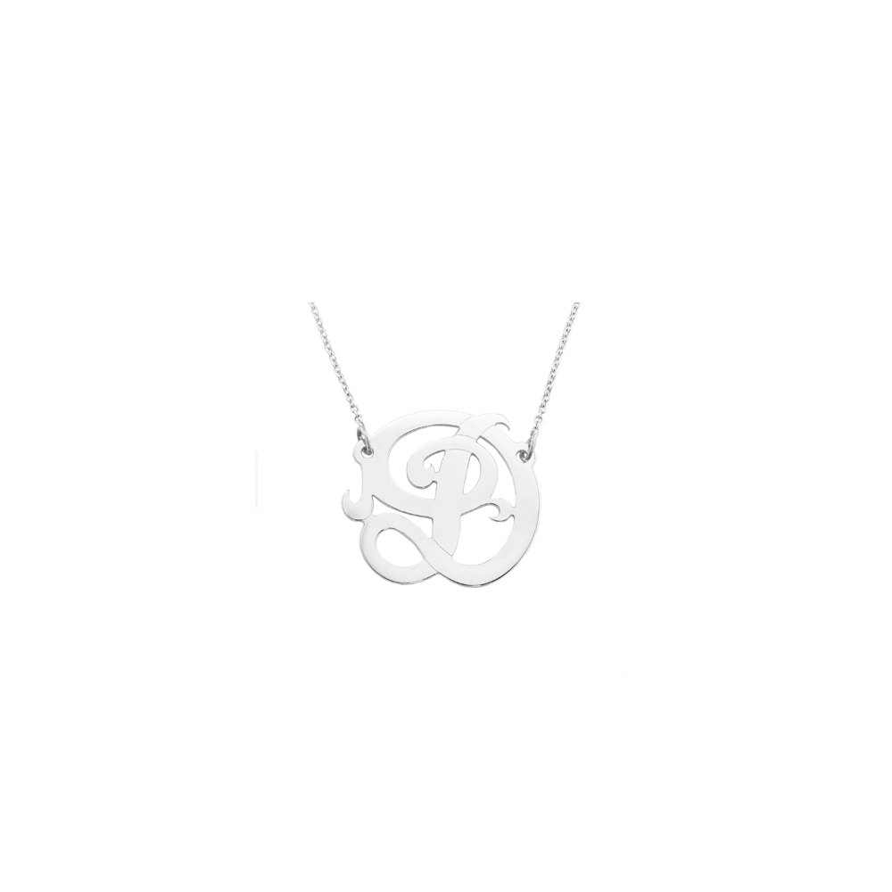 Mono01  - 7/8&quot; Sterling Silver One Initial Monogram Necklace