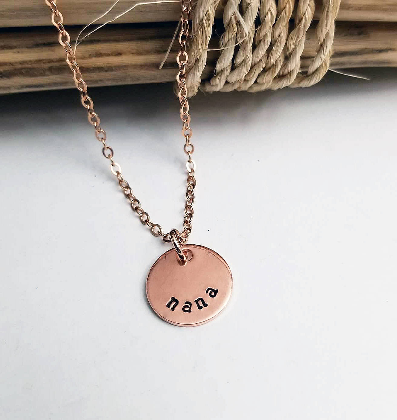 Nana Necklace - Mom Necklace - Grandma Necklace - Rose Gold - Charm Necklace - Gift for Grandma