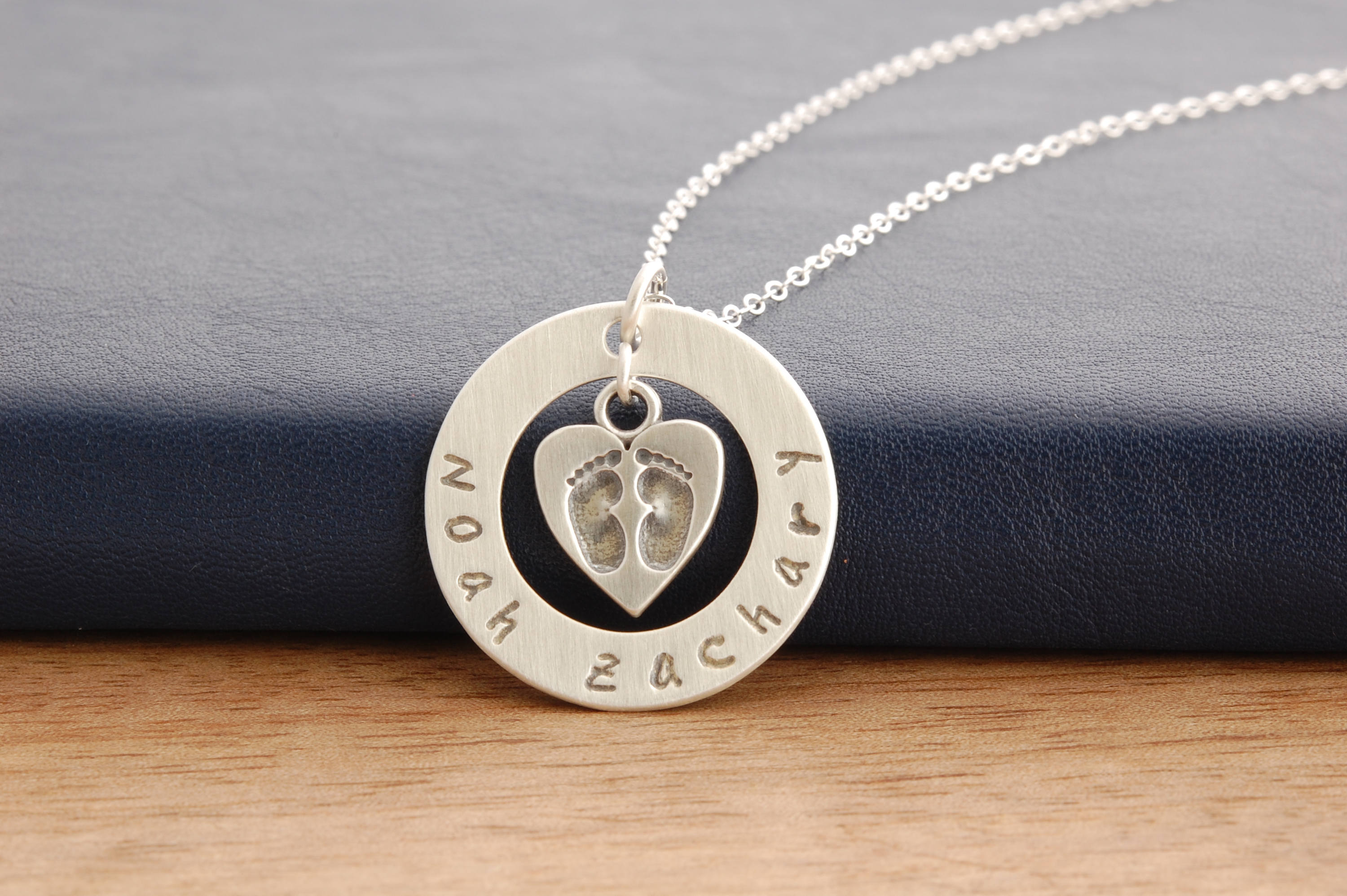 New Mommy Necklace / Baby Footprint Charm Pendant / Mother Necklace / Grandmother /  Sterling Silver Necklace / Liz And Kate - Gift for Her