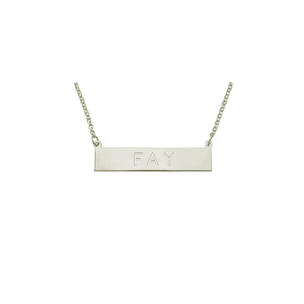 PLNP11ws -  Rhodium Plated Sterling Silver 1.25&quot; Personalized ID Plate Necklace