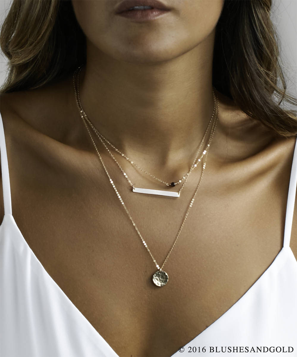 Personalized Bar Necklace, Custom Necklace, Gift for Daughter, in Silver, Engraved Necklace, Layered Necklace, Mother's Necklace