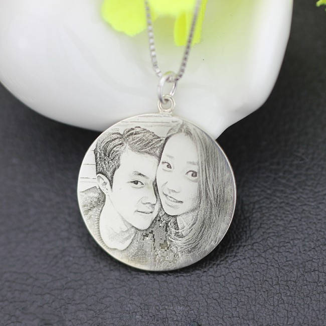 Personalized Engraved Photo Necklace Sterling Silver 925 Perfect for Valentines or that Special Person in your Life