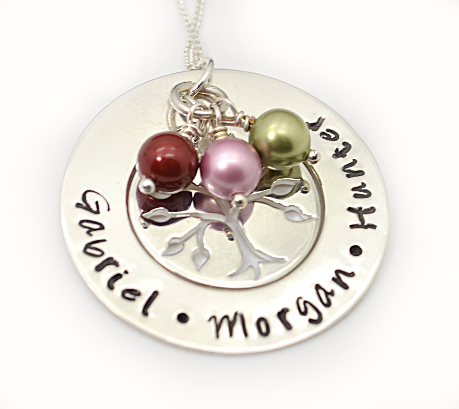Personalized Mothers Family Tree Necklace, Hand Stamped, Mother Jewelry, Gift for Mom, Personalized Jewelry, Gift, Mothers Day Necklace