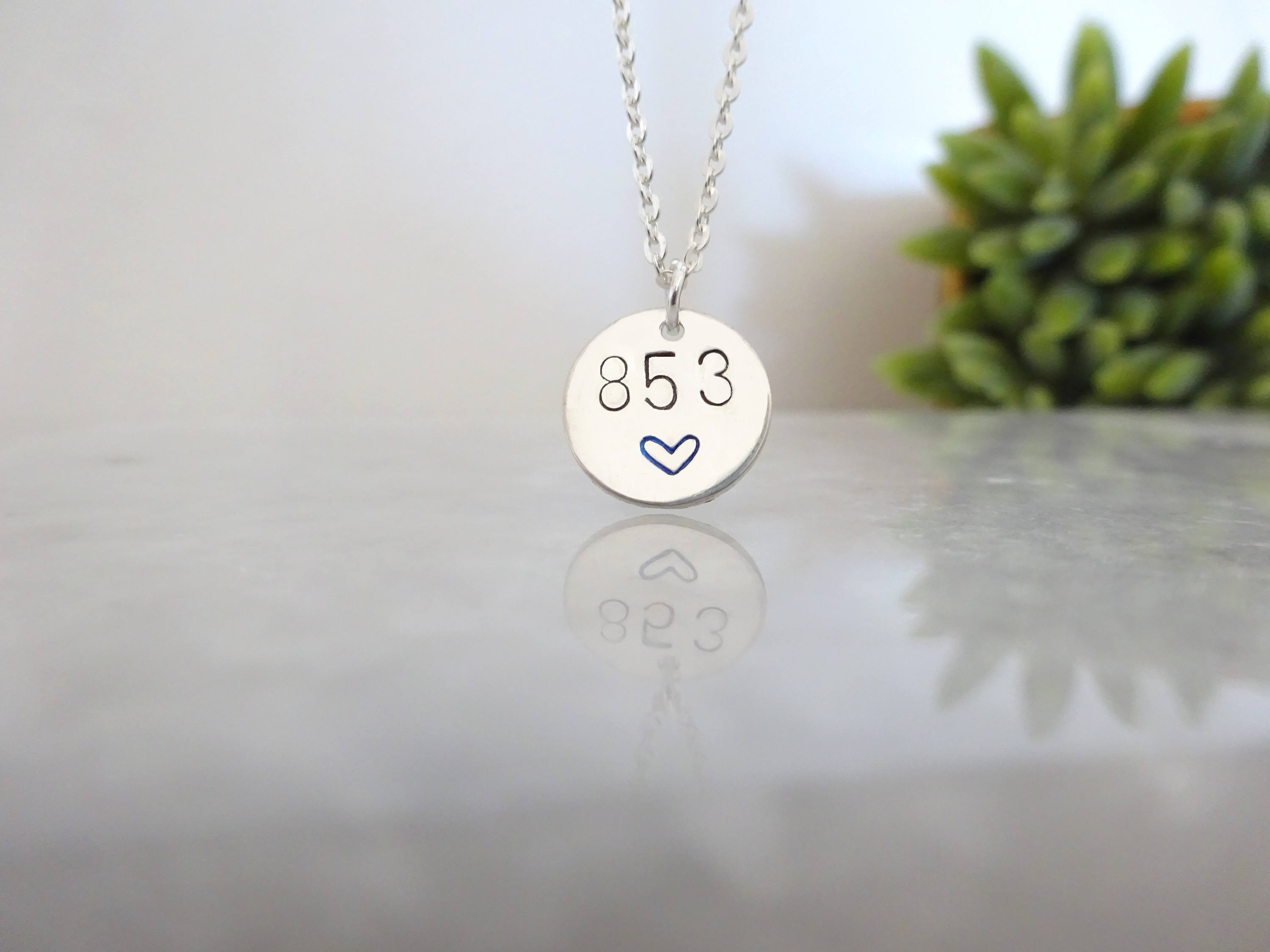 Personalized disc necklace for Police wife with Sterling silver cross charm, Custom law enforcement badge number pendant, Police necklace
