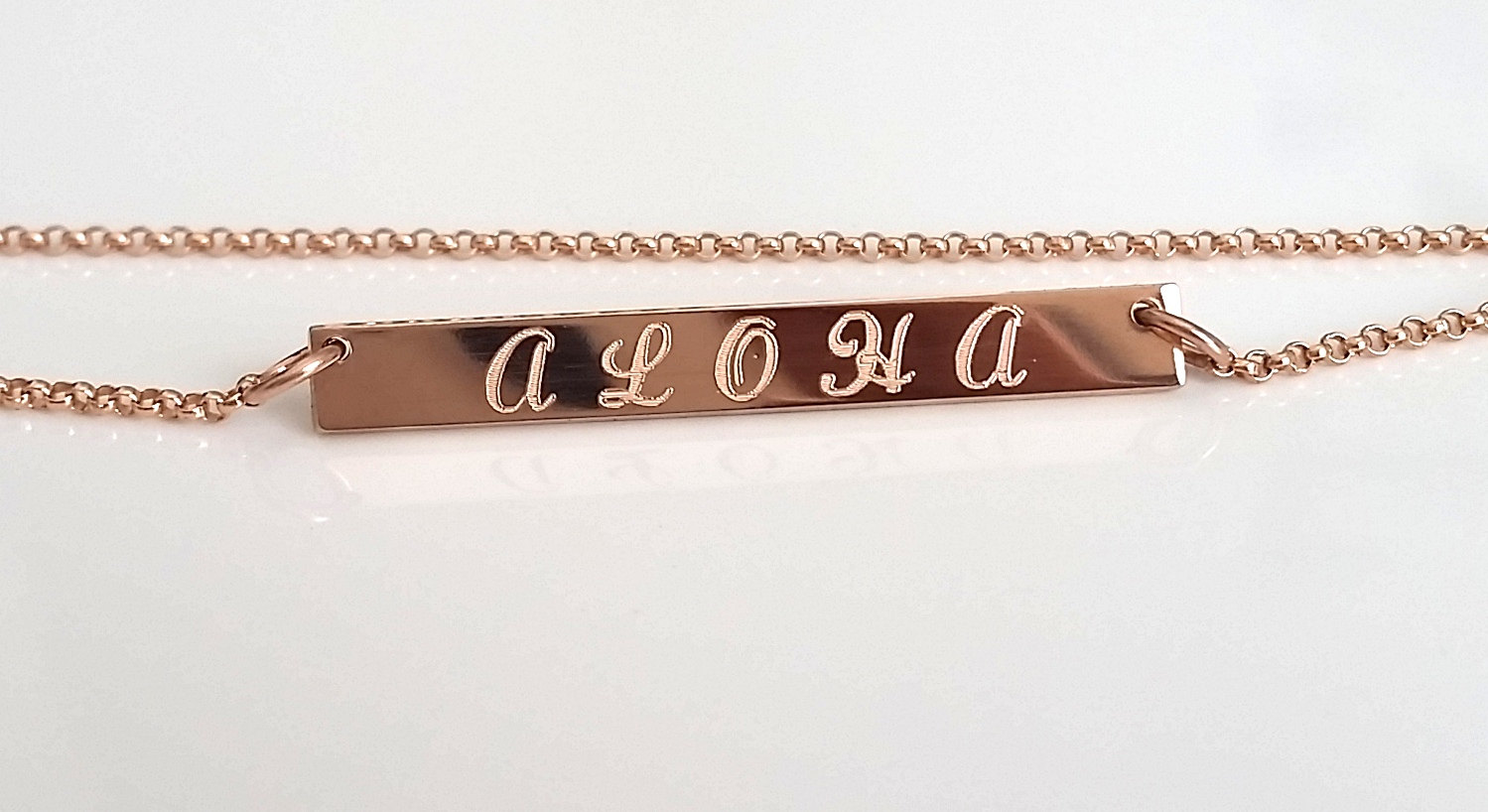Rose Gold Nameplate Necklace - Personalized Bar Necklace - Custom Engraved - Gold, Silver, Bar - Custom Message - Dainty Nameplate Necklace