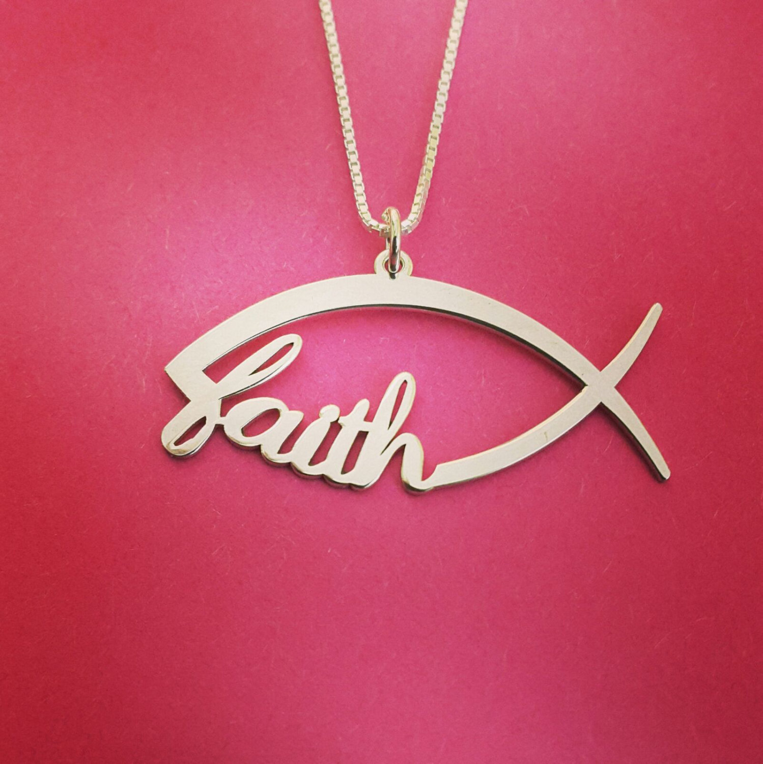 Sign Of The Fish Necklace Christian Fish Necklace Christmas Gift Ichthus Necklace Jesus Fish Necklace Christian Fish Jesus Fish Symbol