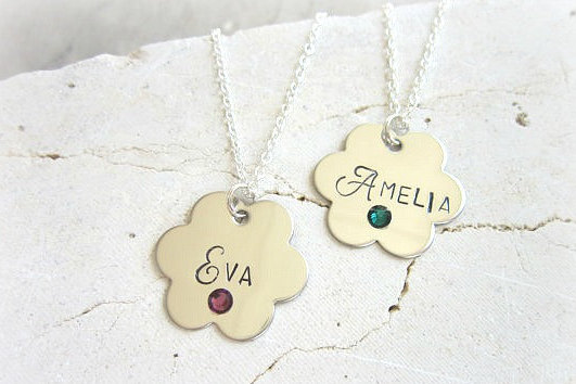 Sisters Necklace. Children's Birthstone Necklace Set of Two. Girl's Name Necklace. Name Jewelry.Best Friends Jewelry. Birthstone Jewelry