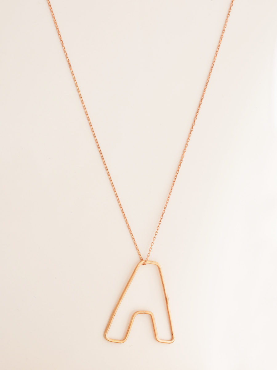 Sterling Silver Letter Necklace / Hollow Initial Necklace / Big Initial Necklace / Letter Necklace / Personalized Jewelry