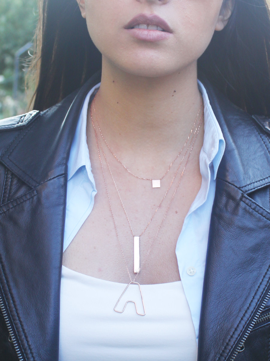 Sterling Silver Letter Necklace / Hollow Initial Necklace / Big Initial Necklace / Letter Necklace / Personalized Jewelry