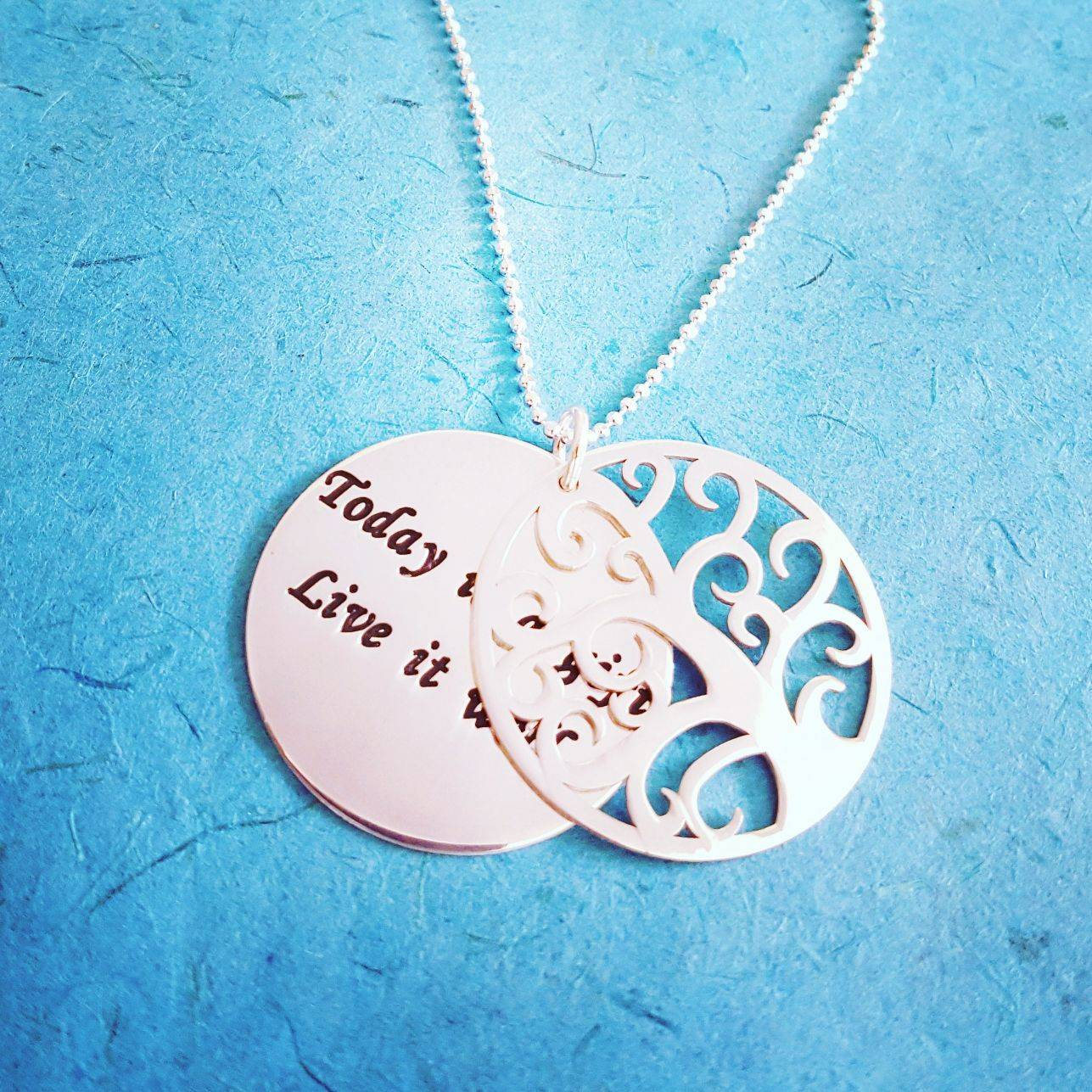 Tree of Life Necklace / Personalized Message Necklace /  Family Tree Necklace / Custom made Necklace / Silver Name Necklace Mother Day Gift